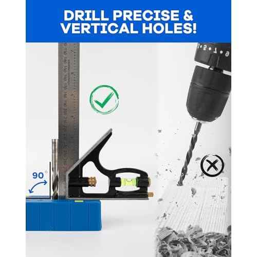 Drill Block Guide for Straight Holes - Precision Drilling Tool for Woodworkers, DIY Enthusiasts & Professional Craftsmen