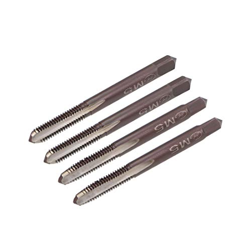 uxcell Metric Hand Tap M5 Thread 0.8 Pitch 3 Straight Flutes H2 Alloy Tool Steel Bottom & Taper Screw Tap Set Tapping Tools for Repairing 2 Pairs