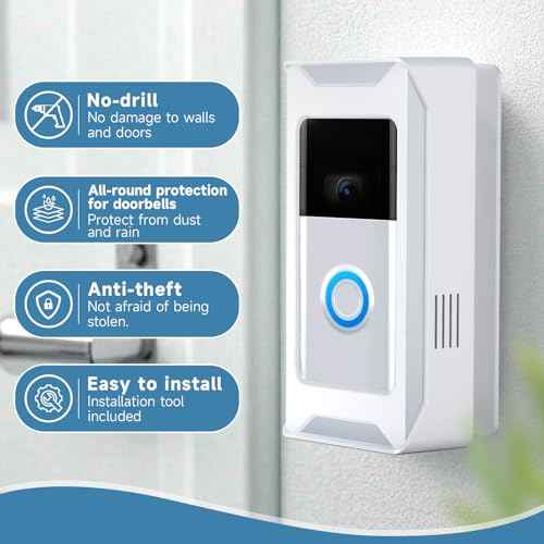 Anti-Theft Video Doorbell Mount Compatible with Ring/Blink Wireless Camera Doorbell, Adjustable Angle Doorbell Mount No-Drill Battery Doorbell Bracket for Houses, Apartments, Businesses£¨White