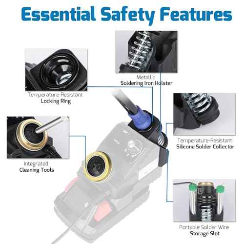 WEP 937D-I 3 Cordless Soldering Iron Kit Compatible with Milwaukee 20V/18V Battery, with Integrated Iron Holder, Digital Display, 6 Soldering Tips, Adjustable Temperature, Auto Sleep & Shutdown