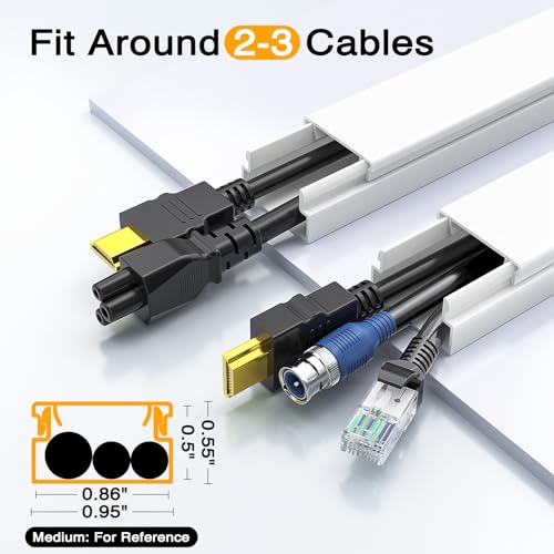 Delamu 157in White Cable Raceways Wall Cord Cover Kit - Wire Management