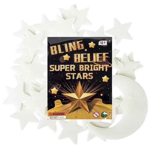 Glow in The Dark Stars for Ceiling,45Stars & 1Moon,Glow in The Dark Stars,Luminous Star and Moon Wall Stickers,Star Stickers for Bedroom Decor, Birthday Gifts£¨Green£©