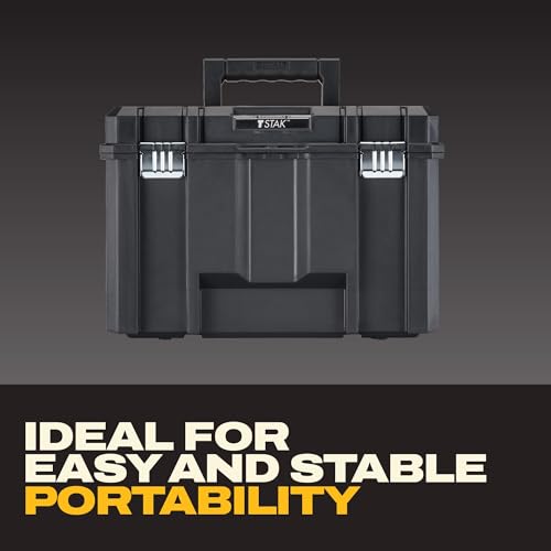 DeWalt TSTAK Large Tool Box with Removable Tray – Water & Debris Resistant Storage