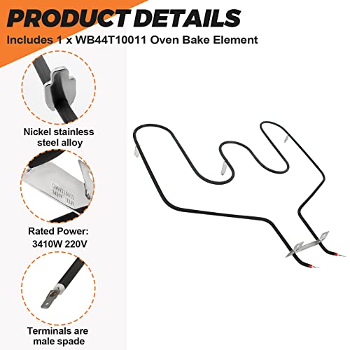 Beaquicy WB44T10011 Oven Bake Element Replacement for GE/Kenmore – 3410W 220V, 16.5" Long