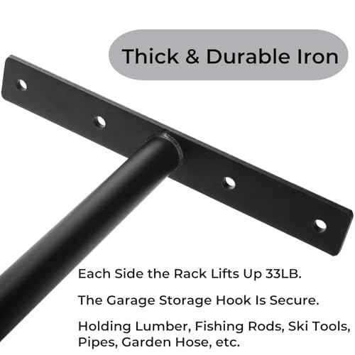 4 Pack Overhead Garage Storage Hooks, 16.5" Heavy Duty Ceiling Mount Hangers, Double T-Bar Metal Ladder Ceiling Racks, Hanging for Bike, Pipe Lumber, Fishing Rod, Sports Equipment