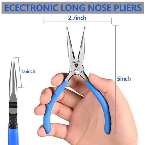 Needle Nose Pliers, mshandto Long Nose Pliers for Wire Bending, High Carbon Steel Needle Nose Plier, Serrated Jaw Pliers for Jewelry Making Electronics Repair Object Grasping Craft Making