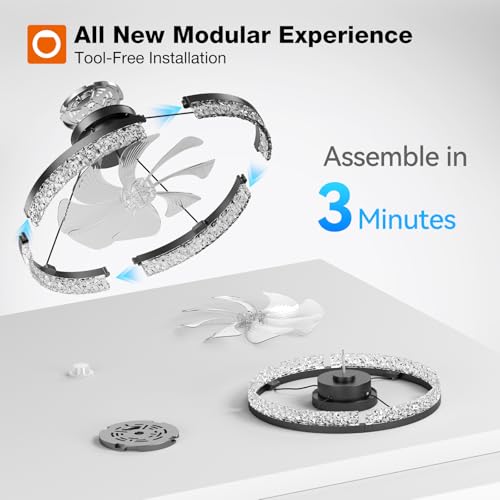 addlon 20-Inch Low Profile Ceiling Fan with Lights & Remote, Black - Dimmable & Reversible