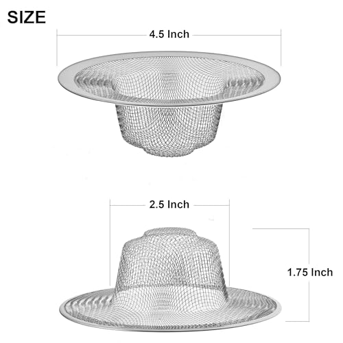 Stainless Steel Kitchen Sink Drain Strainer - Large Mesh Food Catcher, 4.5 Inch