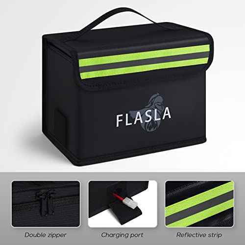 FLASLD Fireproof Explosionproof Lipo Bag with Charge Port - Large Capacity Lipo Battery Storage Guard Safe Pouch