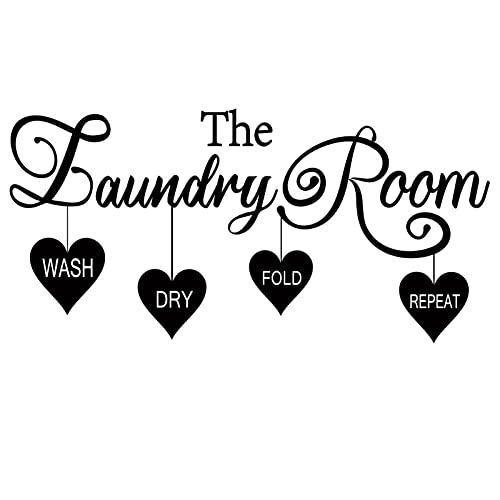 SUPERDANT The Laundry Room Wall Decor Wash Dry Fold Wall Sticker Vinyl Art Decal for Home Washing Machine Dryer Laundry Room Decor Black Home Wallpaper Decals Peel and Stick 23.2x11.2in