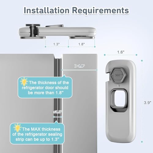 Rectangle 2 Pack Child Safety Fridge & Freezer Door Locks with 3M Adhesive - Baby and Pet Proof