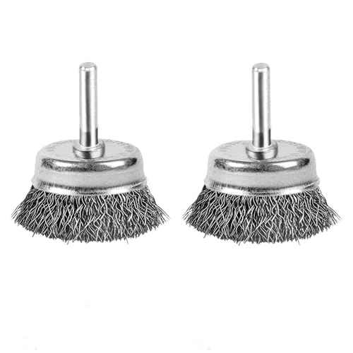 2 Inch Wire Cup Brush Set for Drill - 1/4 Inch Round Shank Abrasive Wire Cup Brush - Stainless Steel Crimped Carbon Steel Brush for Rust,Cleaning,Deburring,Removing Paint