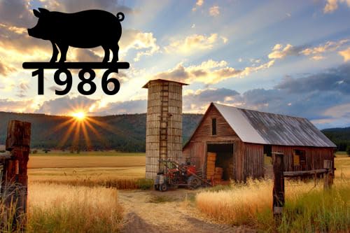 Custom Farm Hog Metal Sign, Personalized Pig Country Ranch Farm Outdoor Sign Piglet Metal House Number Sign, Cute Swine Address Sign House Address Metal Address Sign,