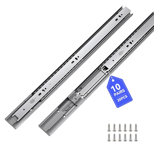 LONTAN 10 Pairs Silver Soft Close Drawer Slides 22 Inch Heavy Duty Cabinet Rails