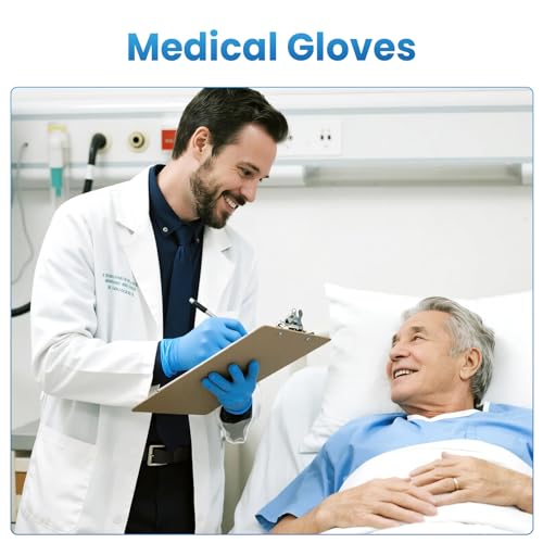 Borje Nitrile Disposable Gloves, Medical Exam Gloves, 100 Count, Blue, Large, Latex & Powder-Free, Food Safe, Cleaning, Cooking, Lab & Tattoo