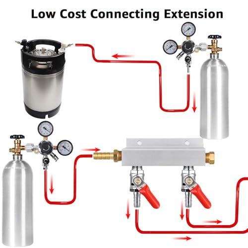 2-Way CO2 Gas Manifold Splitter, 5/16'' Barb Aluminum Distributor – MRbrew