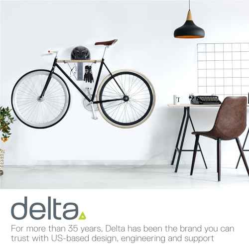 Delta Cycle 2 Bike Rack Garage - Foldable Bicycle Wall Mount Hanger with Storage Shelf Holds Up to 65 lbs - Horizontal Wall Bike Rack for Road, MTB, and Hybrid Bicycles