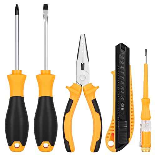 5pcs General Household Tool Set, Includes Pliers, Crosshead Screwdriver, Flat-head Screwdriver, Electrical Pen, Suitable for Daily Use