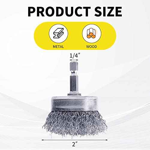 4 Pcs Wire Cup Brush Set for Drill, 1/4 Inch Hex Shank, 0.010 Inch Coarse Carbon Steel Attachments for Rust Removal