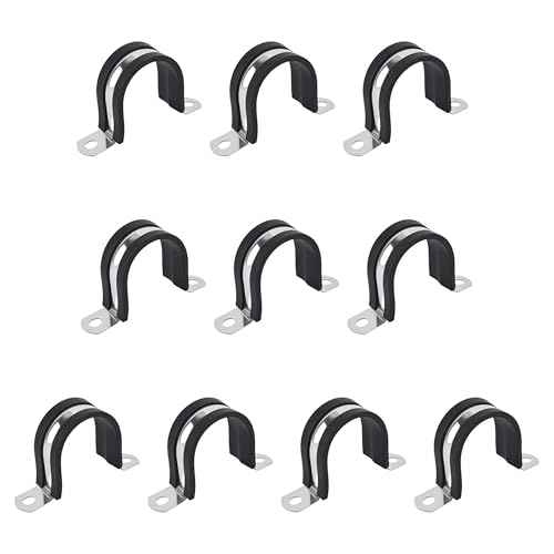 1-1/4 Inch 10 PCS 2 Holes Rubber Cushioned U Bracket Clamp, Reinforced Rigid Pipe Strap, Stainless Steel Conduit Straps Cable Clamp (32 mm) by Tavonuxt