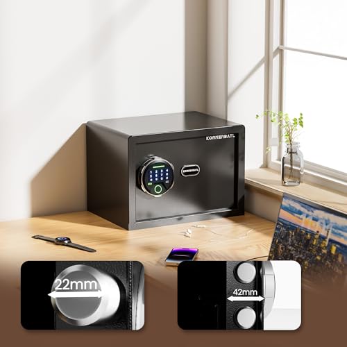KornerBatl 20 lb Biometric Safe with Fingerprint Lock, LED Light, 9.84 x 13.78 x 9.84 inches