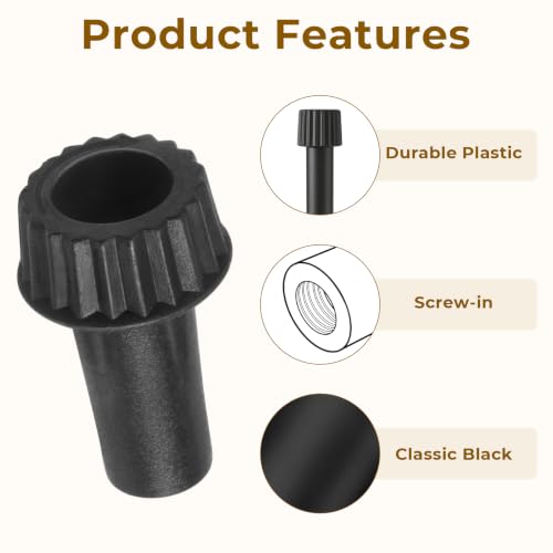 DiCUNO 4-Pack Black 20mm Light Lamp Switch Knobs Replacement for Floor & Table Lamps