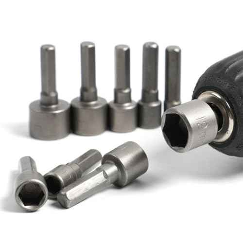 EMSTAR 14PCS Power Nut Driver Set Bit for Impact Drill, Metric Socket Wrench Screw 1/4'' Nut Driver Hex Metric & SAE Socket Wrench