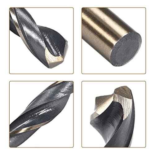 uxcell Straight Shank Twist Drill Bits 12mm Gold Titanium & Black Nitride Coated High Speed Steel (HSS) 4341 with 12mm Shank for Stainless Steel Alloy Metal Plastic Wood