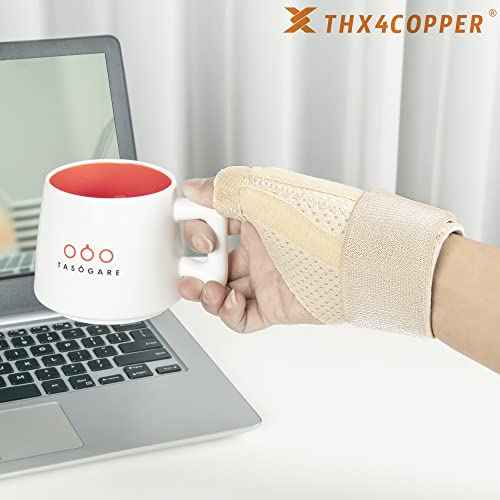 THX4COPPER Thumb & Wrist Stabilizer Splint for Blackberry Thumb,Thumb Pain Relief for Arthritis,Sprained,Tendonitis,Carpal Tunnel,Breathable&Stable,S-M(Beige)