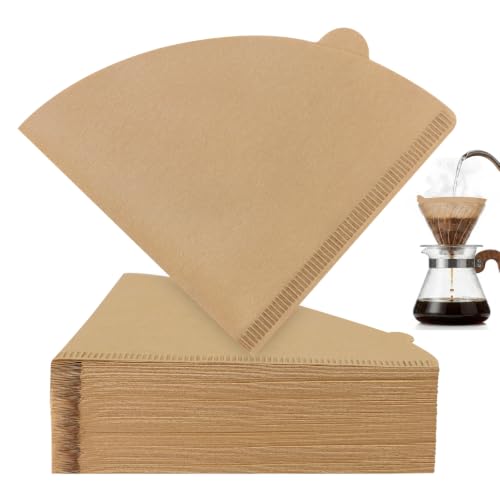 Clinuse #02 Unbleached Cone Coffee Filters 200Pcs - V-Shaped, Tear-Resistant