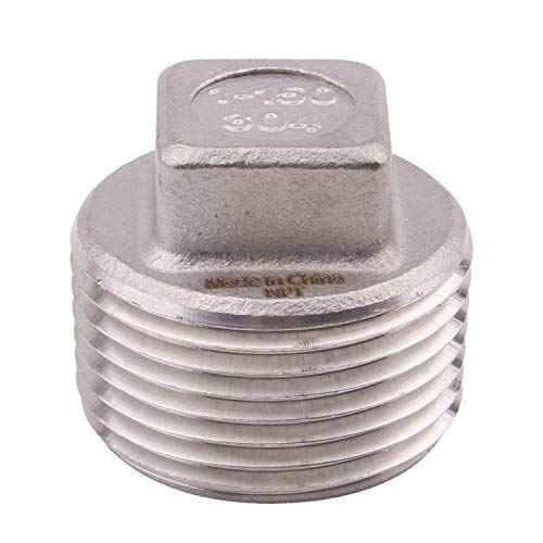 Stainless Steel 304 Cast Pipe Fitting, Square Head Cored Plug, Class 150, 1 Inch NPT Male