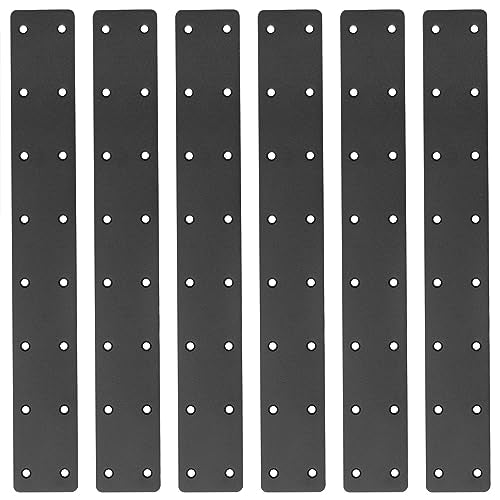 14-3/4" Black Steel Flat Mending Plate - Heavy Duty Furniture Bracket