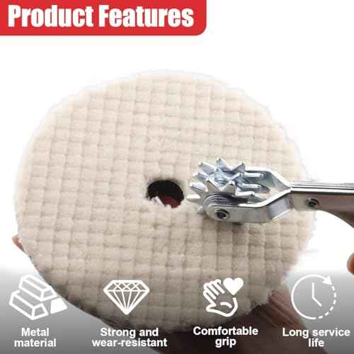 Wool Polishing Pad Cleaning Spur Tool, Metal Car Buffing Tool with Easy-Grip Handle, Universal Car Cleaning Tools Repair Accessory for Revitalizing Compound Pads & Bonnets