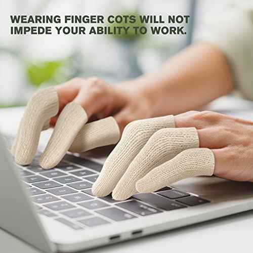 Evridwear Cotton Finger Cots Cotton Cushion 20PCS for Cracked Skin, Eczema, Calluses, Moisture Wicking, Finger Protection for Men & Women (Short Length)
