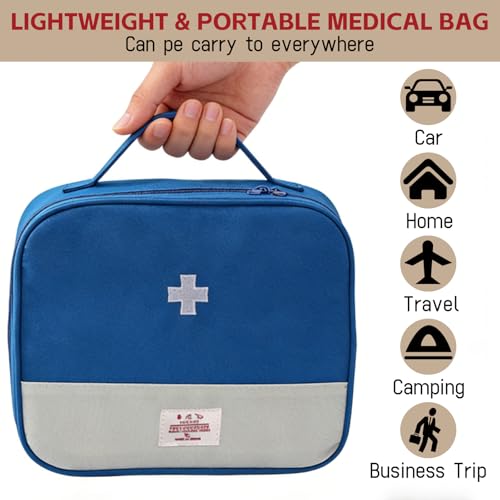 Portable First Aid Bag with Multiple Pockets for Emergency, Travel, Camping & Home Use