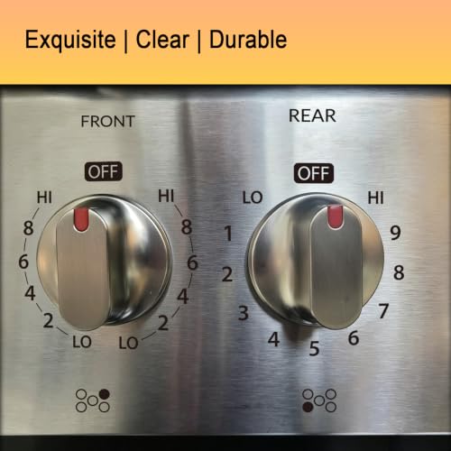 UV Stove Knob Decals - 2 Sets, Premium Water-Resistant Knife-Edge Sticker Labels for Gas/Oven Dials