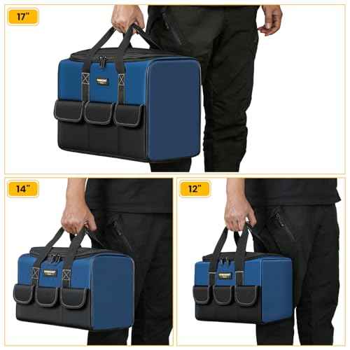 Tool Bag Set, 3 Sizes, Heavy-Duty Storage Bags, Waterproof Tool Bag Organizer 1680D Tool Bags for Electrician Construction, Blue and Black
