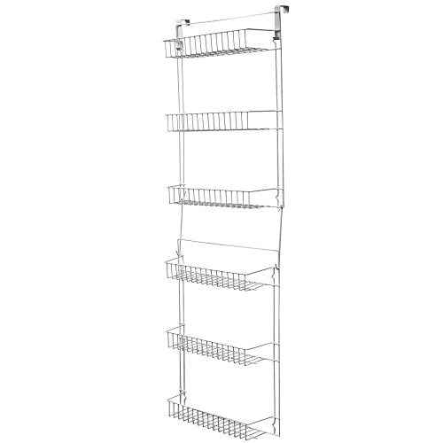Over the Door Organizer - 6-Tier Adjustable Pantry Shelves and Rack for Kitchen Organization - Organization and Storage by Lavish Home (White)