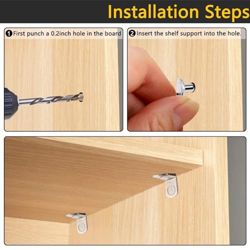50pcs 5mm Shelf Support Pegs L-Shaped Nickel Plated Cabinet Shelf Pins