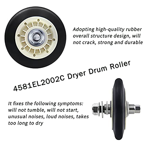 LG/Kenmore Dryer Repair Kit – Includes Drum Roller 4581EL2002C, Belt 4400EL2001A, Idler Pulley 4561EL3002A