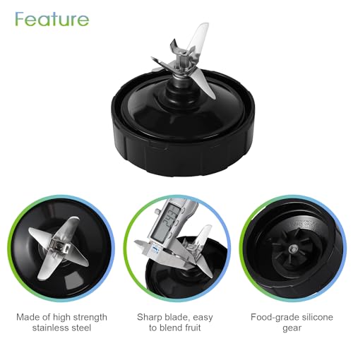 MEET JUICE 7-Fin Blender Cup & Blade Replacement Set for Ninja BL480/BL642—24oz Cups with Lids