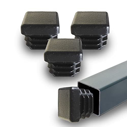 Prescott Plastics 3/4" (19.05 mm) Black Ribbed Plastic Hole Plugs - 10 Pack, Impact & Weather Resistant, Square Metal Tubing End Caps, Made in USA