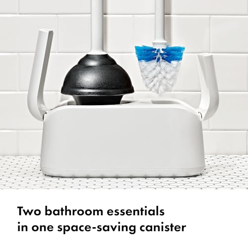 OXO Good Grips Toilet Brush & Plunger Set - White Bathroom Essential