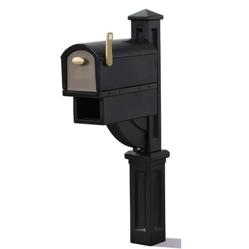 Step2 Mailmaster Hudson Mailbox & Post, Weather Resistant, Large Outdoor Mailboxes, Made of Durable Plastic, Easy to Install, Flag Included, Black