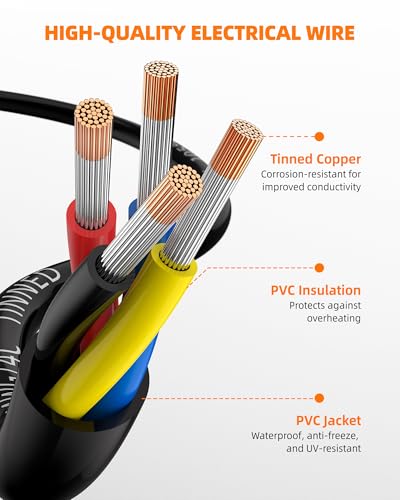 CONEPY 18/4 Gauge Tinned Copper Electrical Wire 30FT - High Conductivity & Waterproof