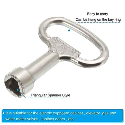 PATIKIL 12.5x7mm Triangle Socket Spanner Key, 3 Pack Electrical Cabinet Gas Water Meter Key for Elevator Lift Door Triangle Panel Lock, Silver