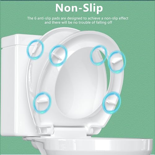 Aünsffer White 16.5 Inch Round Toilet Seat Soft Close Slow Close No Slam Easy Install