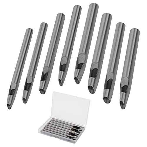 8 Size Oval Hole Punch for Leather 2mm-5mm, Boyistar Leather Craft Punch Tools Set Hollow Punching Oval Belt Hole Cutter Tool for Watch Band, Belt, with Storage Box