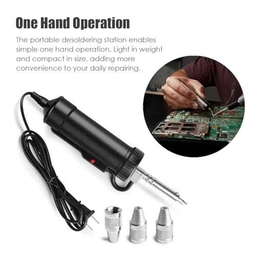 Solder Sucker Desoldering Pump, Automatic Electric Desoldering Gun Station Sucking Vacuum Pump AC110V 30W Iron Tin Solder Removal Repair Tool with 3pc Soldering Suction Tips