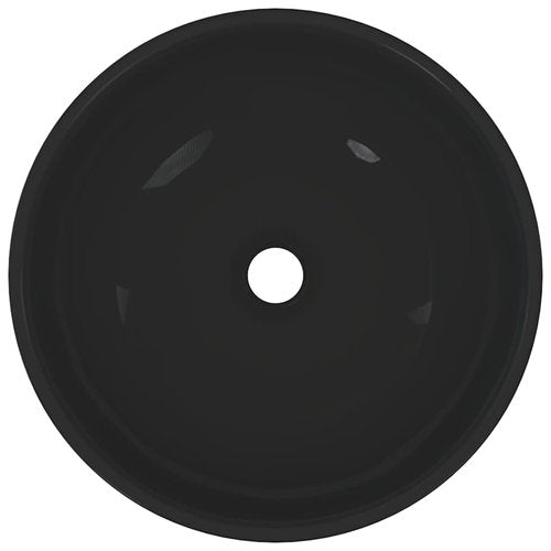 vidaXL Wash Basin Gloss Black Ø11.0x3.9 Ceramic